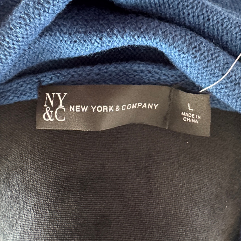 New York & Company Cowl Neck Blue Sweater - Picture 5 of 6